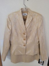 Le Suit 2 Piece Skirt Suit Set Gold Size:10 Skirt W 32" L25" Blazer 20"ptp 23"L