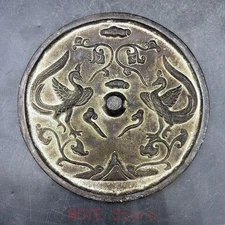 Double Crane Copper Mirror, Ornament, Craft Art, Decorative Object gy1216