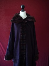 True Vintage Poncho Cape Wollmischung Kashmere Damen lila Lang Winter Onesize