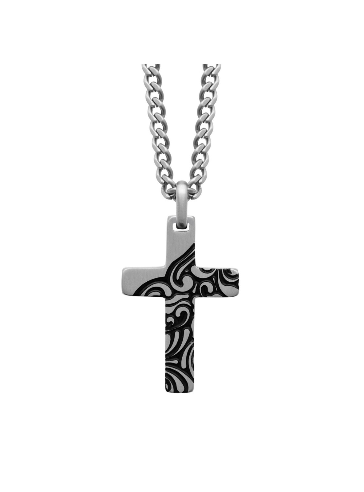 Collier pendentif croix homme acier cadeau idéal avec écrin pour anniversaire