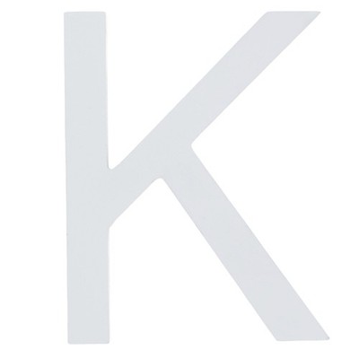 Arial Font White Painted MDF Wood Letter K (6 Inches)