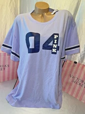 Victorias Secret PINK Boyfriend T-Shirt Logo Bling XXL Oversized Purple