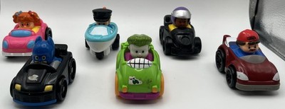 Fisher Price Little People Wheelies Lot Of 6 Batman Joker Boat 3 cars READ