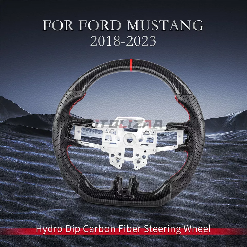 🩷Hydro Dip Carbon Fiber Steering Wheel For Ford Mustang GT Shelby GT350 2018-23 - Image 3 of 4