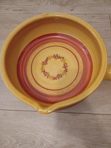 Terre e Provence Terra Cotta France Floral Pattern Large Serving Bowl Pot UNUSED - Picture 2 of 9