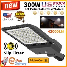 300W LED Parking Lot Light Dusk to Dawn Shoebox Pole Fixture Commercial Lighting