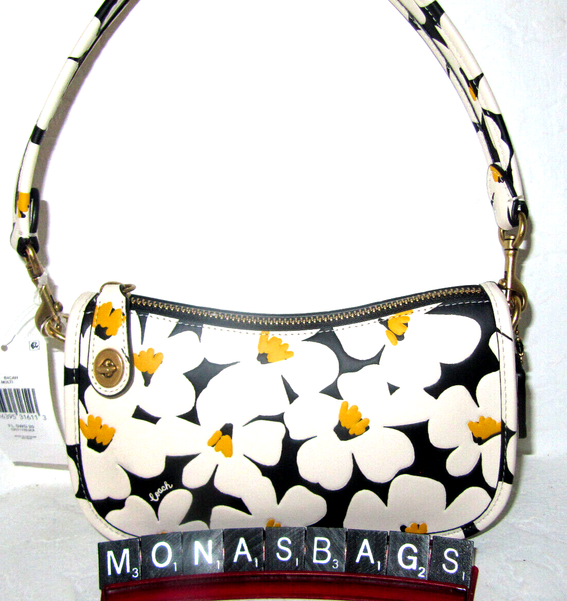 Coach New CR509 Calf Leather Swinger 20 Shoulder Bag Daisy Print