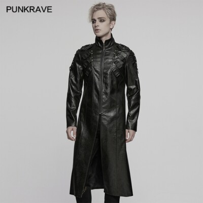 Punk Rave Men Black Gothic Cyberpunk Studded Leather Collar