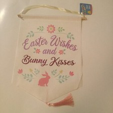 Decor sign Easter wishes and bunny kisses hanger door wall new