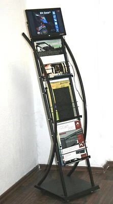 BLITZKASSE Multimedia Prospektständer, 13 Zoll Werbungsdisplay Infoständer Katalogständer