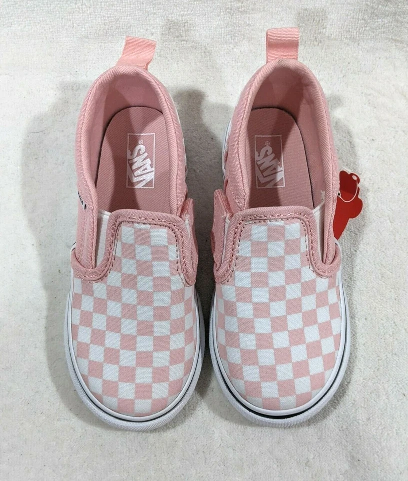Zapatos de skate Vans Asher V rosa/blanco a cuadros para niñas pequeñas - talla 10 nuevos con caja Foto 2 de 4