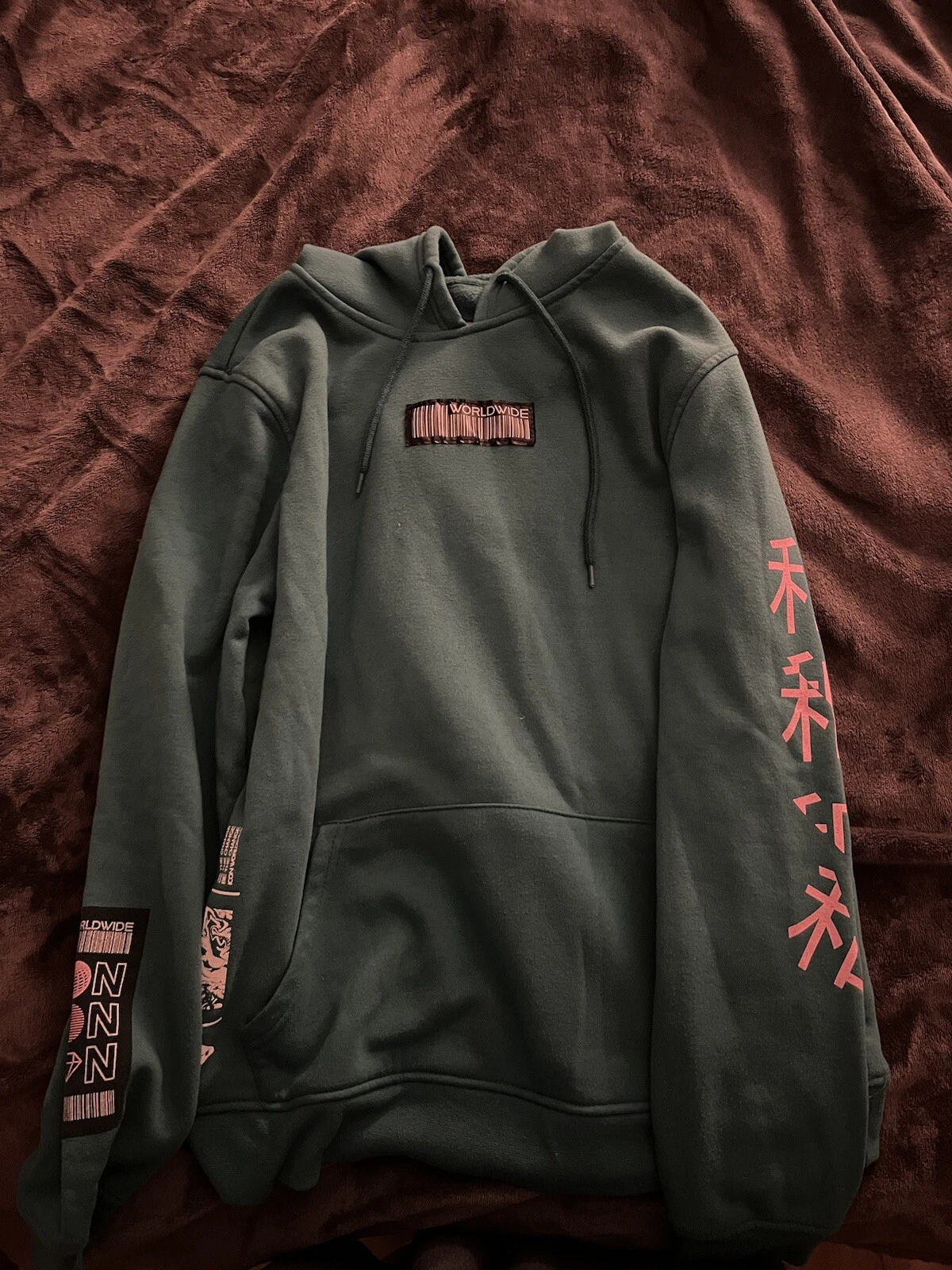 VETEMENTS Felpa con cappuccio Brooklyn Cloth Uomo Verde Be The Change Disrupt The Status Quo M