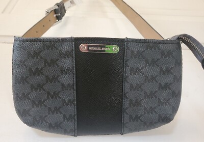 Nwot Michael Kors Womens Waist Belt Bag Black/Gray Leather  display picture 1
