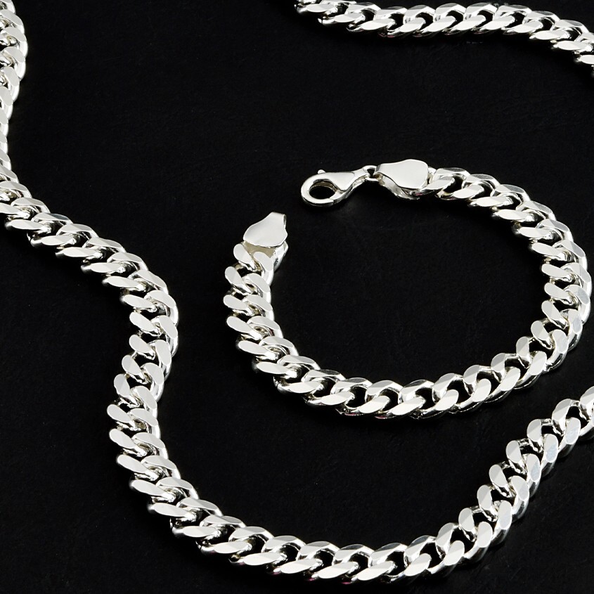 Brazalete de cadena de plata maciza 925 de 6'-8,5'inc color varios Gurmet
