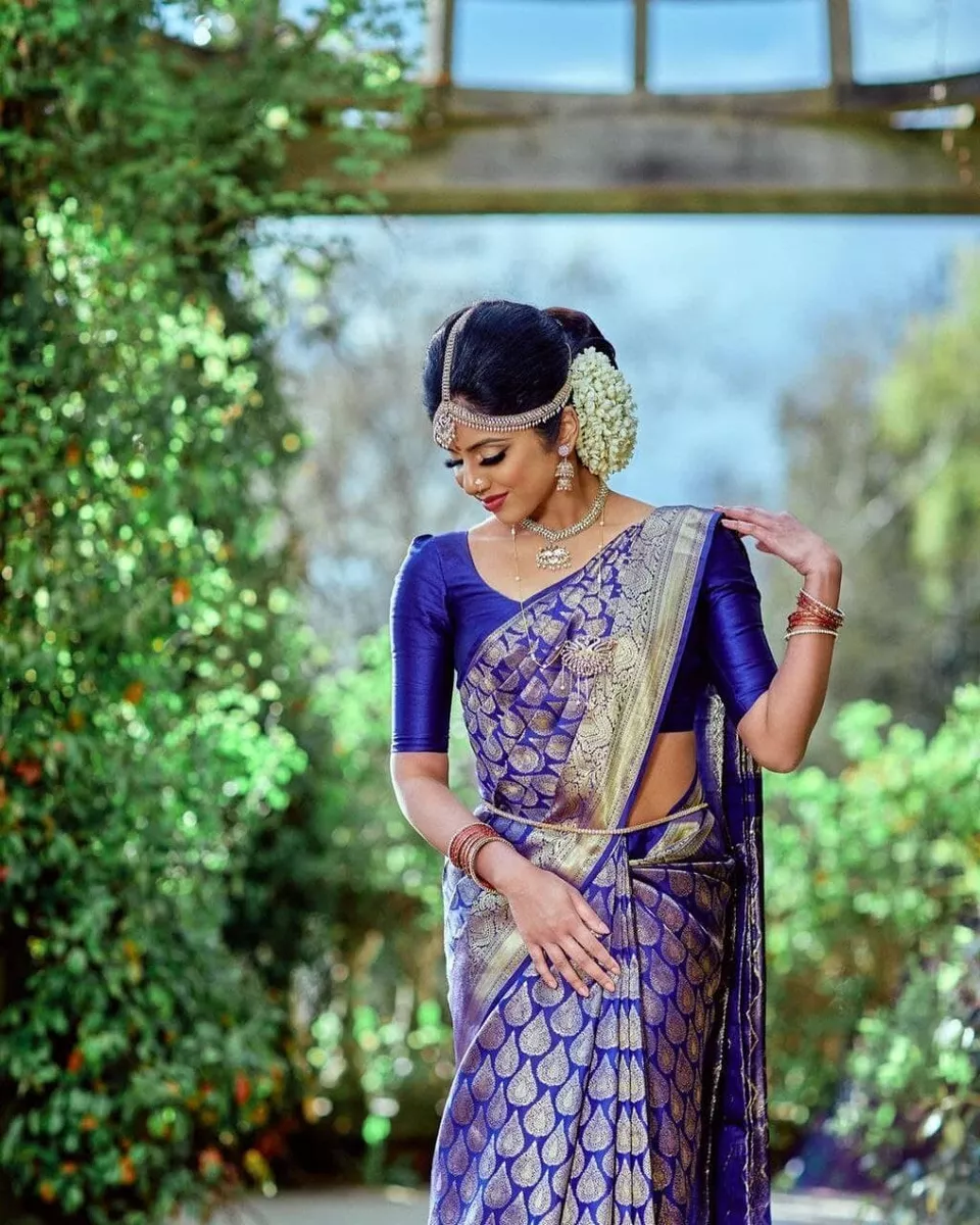 Women Wedding Saree Peacock Woven South Indian Bridal Sari Fabric Silk Dress