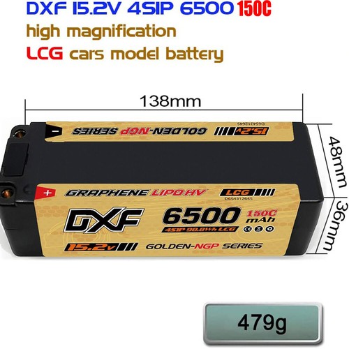 Batería DXF 2 PIEZAS Performa Racing Graphene HV Lipo 6500 15.2V 150C NGP DORADA 5MM - Imagen 3 de 6