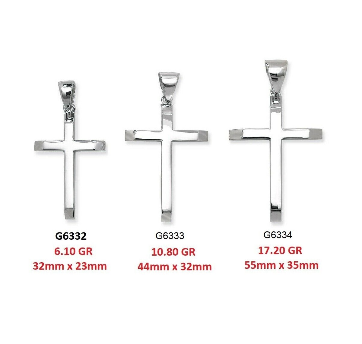 925 Sterling Silver Solid Heavy Genuine Cross Pendant Plain 2mm