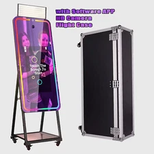 Portable High-Tech Magic Mirror Photo Booth W/ Flight Case for Wedding Selfie