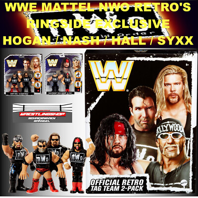 WWE MATTEL RINGSIDE EXCLUSIVE RETRO NWO SET - ELITE - BASIC NASH HALL HOGAN SYXX