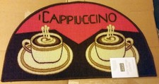 PRINTED NYLON KITCHEN RUG 18"x 30" 2 COFFEE CAPPUCCINO CUPS, by ST, slice