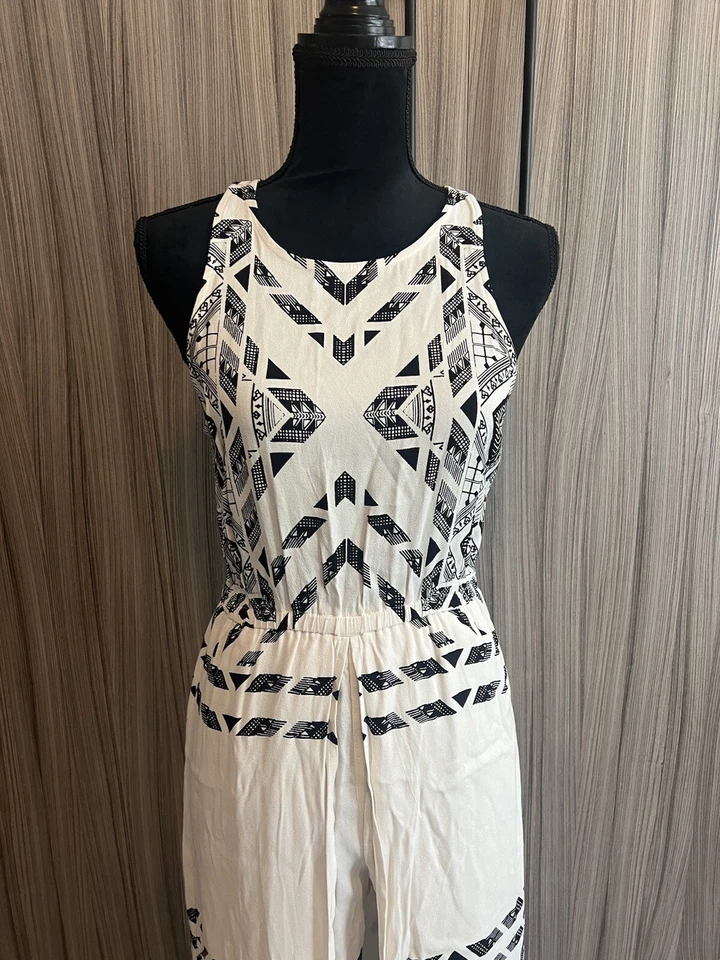 Maxi Vestido Ella Moss Hopelux Blanco Mameluco Tribal S Pequeño $258 Nuevo con Etiquetas Foto 4 de 4
