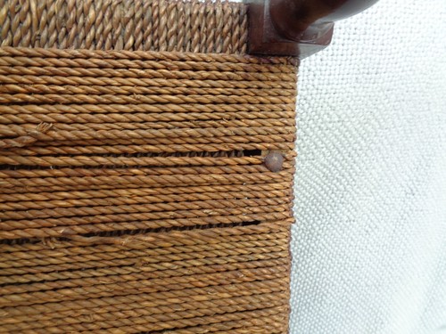 Mid century double sized rosewood and rope handmade foot stool rare example - Picture 7 of 10