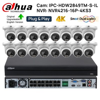 Dahua 16CH 4K Security CCTV System 8MP IP Camera Full-color+IR Audio SMD+ IR Lot