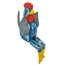 VTG Folk Art Rooster Shelf Sitter Wood Figure Handmade Handpainted Articulated