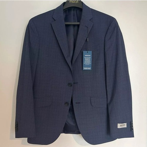 Kenneth Cole Reaction Ready Flex Slim Fit Men's Jacket COLOR Navy Plaid SIZE 48R - Picture 2 of 4
