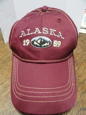 Alaska Maroon Baseball Cap/Hat Adjustable Hook and Loop Ace USA