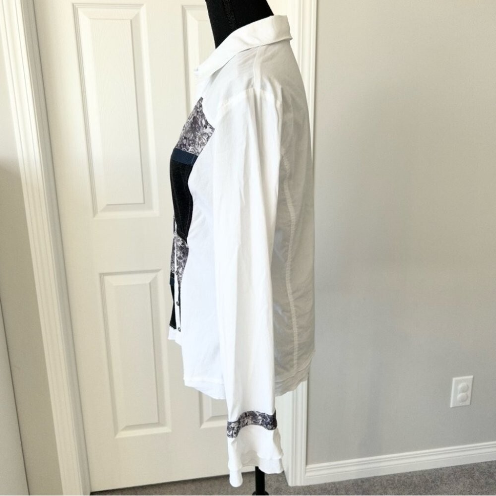 Steilmann Stretchy Patchwork Button Down Shirt Si… - image 2