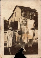 Vintage Found Photograph Three Generations Standing Proud by the Old House