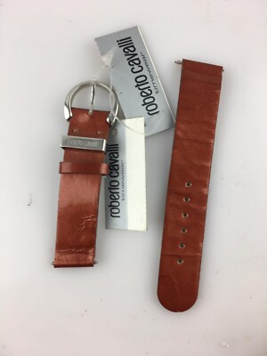 CINTURINO OROLOGIO ROBERTO CAVALLI MARRONE LUCIDO ATTACCO 18 MM