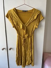 boohoo yellow polka dot print dress size 8