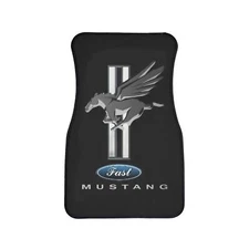 Mustang Car Floor Mats, 1pc Black, White, Silver 