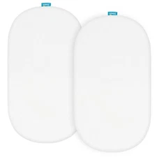 Organic Cotton Bassinet Sheets For Most Oval Bassinet Mattress 2 Pack 32"x17"