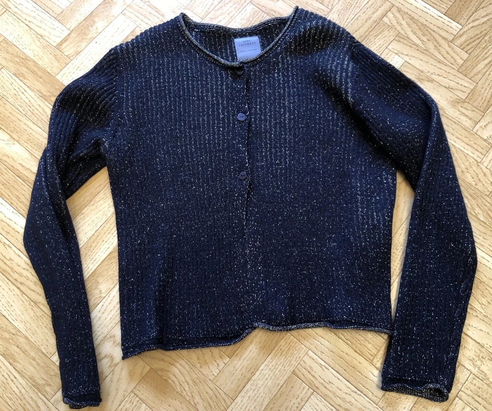 festliche "Bolero" Strickjacke Größe 128, Zara, dunkelblau, Glitzer Fäden