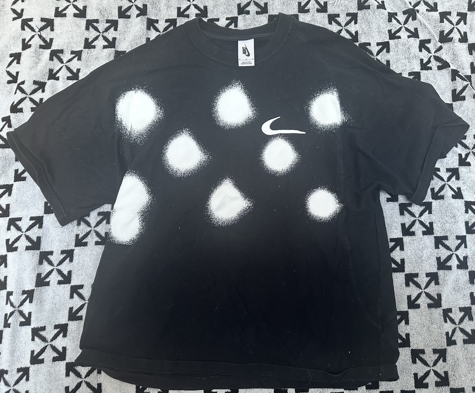 OFF WHITE X NIKE T shirt Nike X Off bianca manica corta taglia M maglietta media a pois con etichetta