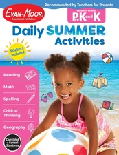 Evan-Moor Daily Summer Activities, Grades PreK-K Workbook, Stickers, Prevent...