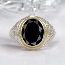 Black Onyx Oval Cut Gemstone With 925 Sterling Silver Ring For Men's #742 #