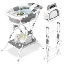 COOSEYA 3 in 1 Baby Bath with Stand Foldable Baby Bath Tub for Newborn to