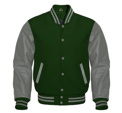 Varsity Sport Letterman Jacket Wool & Real Leather Bomber Baseball Retro College