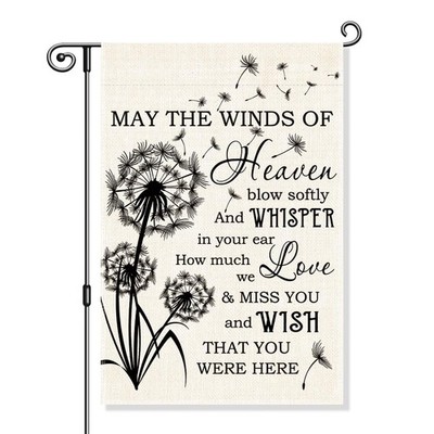 May The Winds Of Heaven Blow Softly Garden Flag, Funny Dandelion Cemetery Yar...