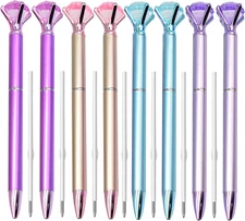 Maydahui 12 PCS Big Diamond Retractable Ballpoint Pen with 12 PCS Pen Refills Ge
