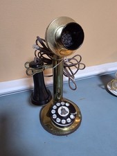 VINTAGE 1910-1940’ BRASS CANDLESTICK TELEPHONE ROTARY Dial Sold As Is!