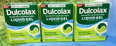 (3) Dulcolax Stimulant Laxative 20 Liquid Gels Exp 10/2026