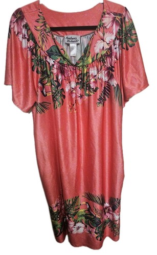Anthony Richards Lounger 1X Tropical Floral Toucan Muumuu House Dress Pink - Bild 2 von 13