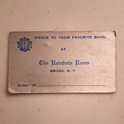 Rainbow Room Bronx NY Dance to Your Favorite Band Guest Card & Matchbook C1