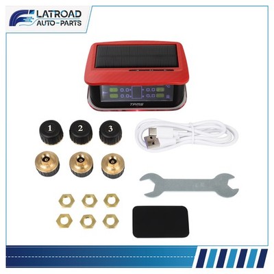 Red RV Tire Pressure Sensor 1pc TPMS Solar Monitor 6pc Sensors w/Alarm Modes