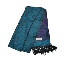 Cashmere Scarf Womens One Size Blue Paisley Fringe Pashmina Wrap Israel